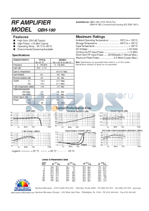 QBH-180 datasheet - RF AMPLIFIER