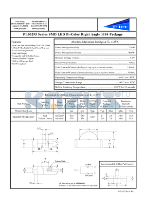 PL00295-WCRG2617 datasheet - SMD LED Bi-Color Right Angle 1104 Package