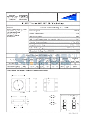 PL0055T-WC10W24 datasheet - SMD LED PLCC-6 Package