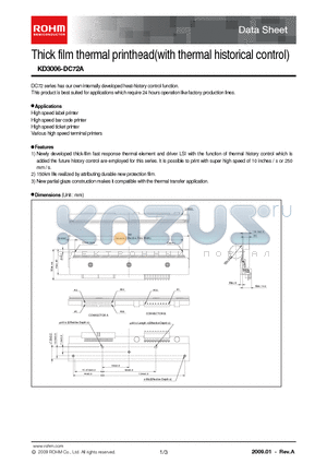 KD3006-DC72A datasheet - Thick film thermal printhead (with thermal historical contorl)