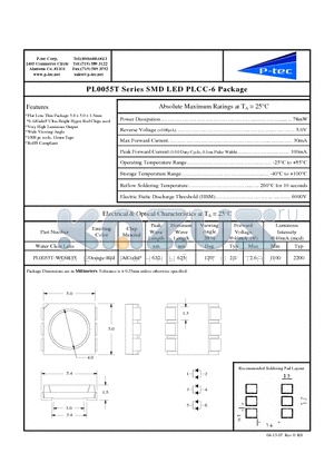 PL0055T-WC6R35 datasheet - SMD LED PLCC-6 Package