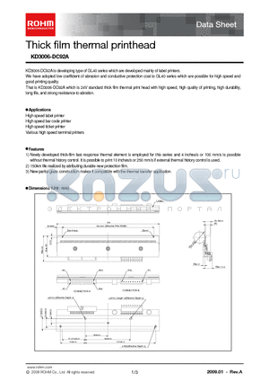 KD3006-DC92A datasheet - Thick film thermal printhead