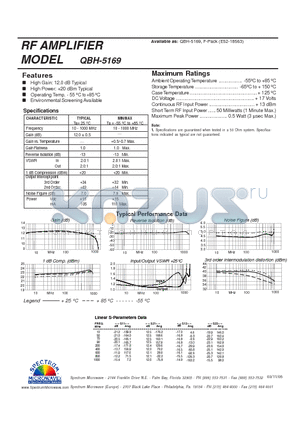 QBH-5169 datasheet - RF AMPLIFIER