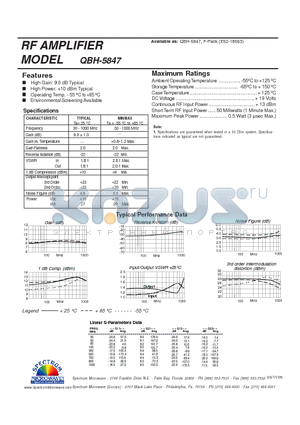 QBH-5847 datasheet - RF AMPLIFIER