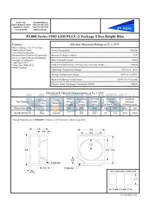 PL008-WCB13Z datasheet - SMD LED PLCC-2 Package Ultra Bright Blue