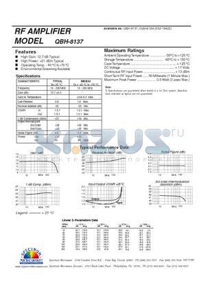 QBH-8137 datasheet - RF AMPLIFIER