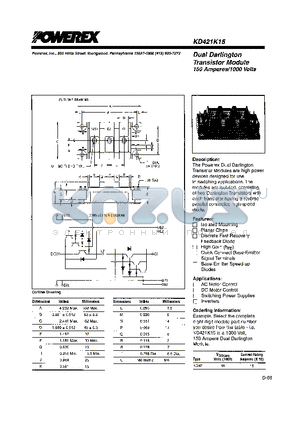 KD421K15 datasheet - Dual Darlington Transistor Module (150 Amperes/1000 Volts)