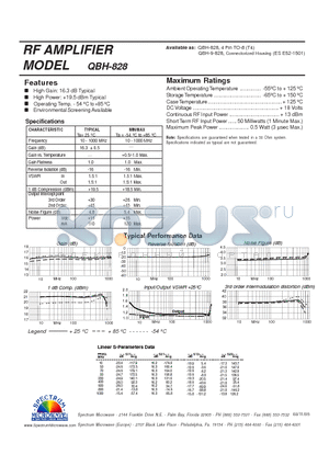 QBH-828 datasheet - RF AMPLIFIER