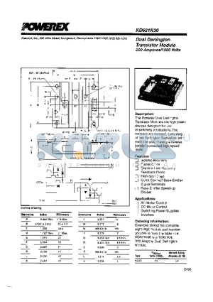 KD621K30 datasheet - Dual Darlington Transistor Module 300 Amperes/1000 Volts