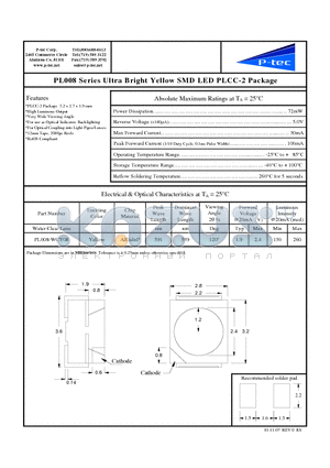 PL008-WCY08 datasheet - Ultra Bright Yellow SMD LED PLCC-2 Package