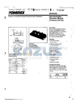 KD7212A2 datasheet - Dual Darlington Transistor Module (25 Amperes/1200 Volts)