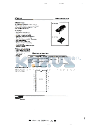 KDA0316LD datasheet - D/A CONVERTER