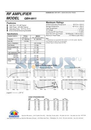 QBH-8911 datasheet - RF AMPLIFIER