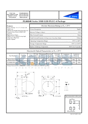 PL0084R-WCR43Z datasheet - SMD LED PLCC-4 Package