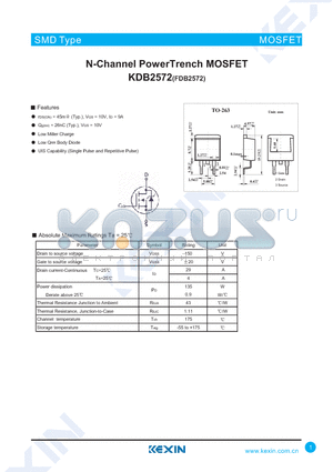 KDB2572 datasheet - N-Channel PowerTrench MOSFET