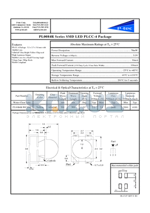 PL0084R-WCY02 datasheet - SMD LED PLCC-4 Package