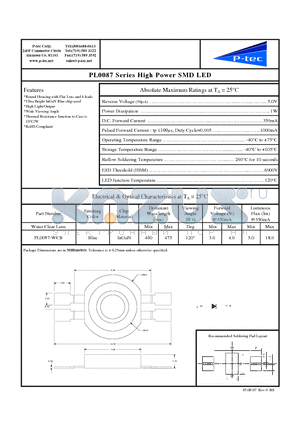 PL0087-WCB datasheet - High Power SMD LED