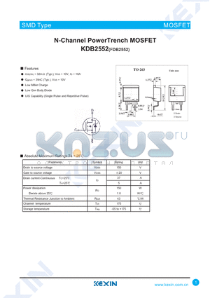 KDB2552 datasheet - N-Channel PowerTrench MOSFET