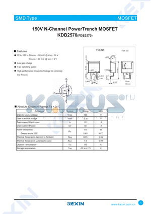 KDB2570 datasheet - 150V N-Channel PowerTrench MOSFET