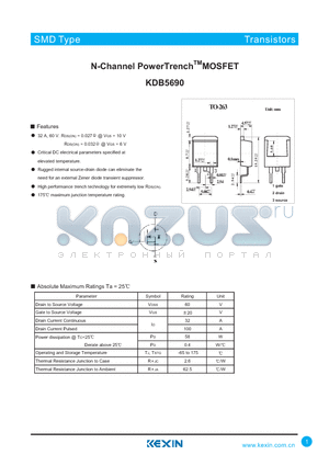 KDB5690 datasheet - N-Channel PowerTrenchTMMOSFET