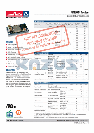 KDC_NNL05 datasheet - Non-Isolated DC/DC Converters