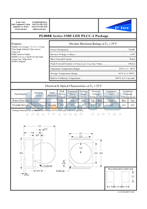 PL008R-WCG23 datasheet - SMD LED PLCC-2 Package