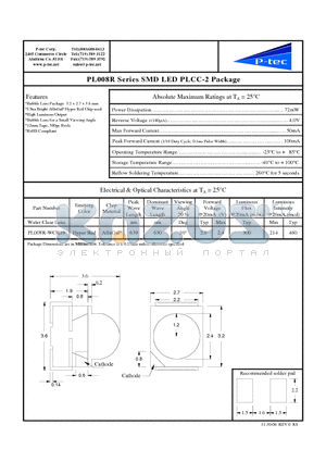PL008R-WCR19 datasheet - SMD LED PLCC-2 Package