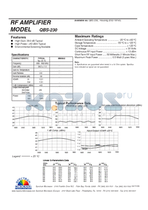 QBS-230 datasheet - RF AMPLIFIER