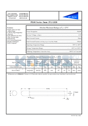 PL01-CDR21 datasheet - 3mm (T1) LED