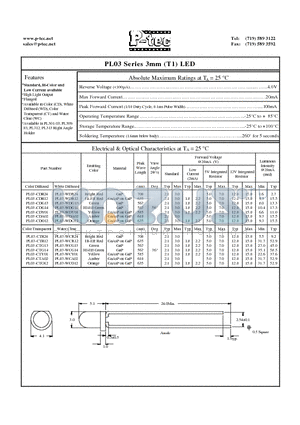 PL03-CDG13 datasheet - 3mm (T1) LED