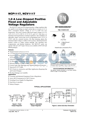 NCP1117DT15 datasheet - 1.0 A Low-Dropout Positive Fixed and Adjustable Voltage Regulators