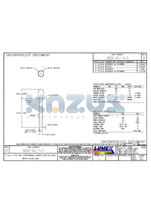 OED-CL-1L1 datasheet - T-5mm x 8.6 HIGH PERFORMANCE INFARED EMITTING DIODE