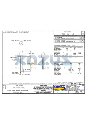 OED-EL-1L2 datasheet - t-5mm, 940nm INFRARED EMITTING DIODE, WATER CLEAR LENS