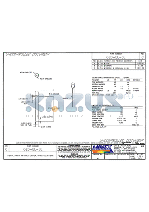 OED-EL-8L datasheet - T-3mm, 940mm INFRARED EMITTER, WATER CLEAR LENS