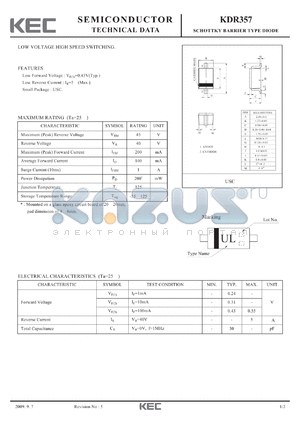 KDR357 datasheet - SCHOTTKY BARRIER TYPE DIODE