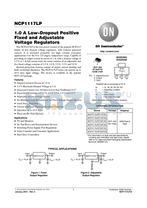 NCP1117LPSTADT3G datasheet - 1.0 A Low-Dropout Positive Fixed and Adjustable Voltage Regulators