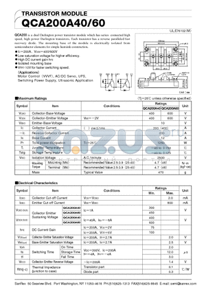 QCA200A60 datasheet - TRANSISTOR MODULE