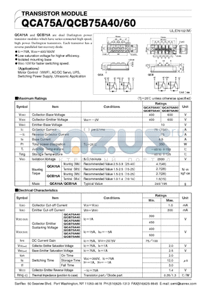 QCA75A60 datasheet - TRANSISTOR MODULE