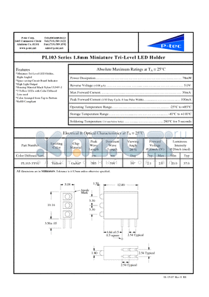 PL103-3Y01 datasheet - 1.8mm Miniature Tri-Level LED Holder