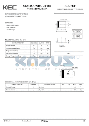 KDR720F datasheet - SCHOTTKY BARRIER TYPE DIODE