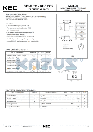 KDR731 datasheet - SCHOTTKY BARRIER TYPE DIODE (SERIES CONNECTION)