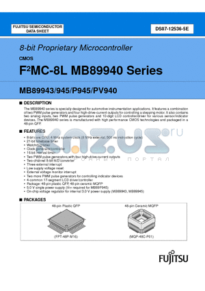 MB89940 datasheet - 8-bit Proprietary Microcontrolle