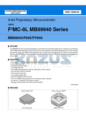 MB89943 datasheet - 8-bit Proprietary Microcontroller