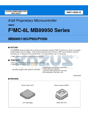 MB89953PFM datasheet - 8-bit Proprietary Microcontroller