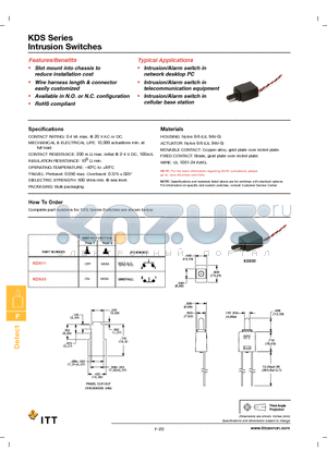 KDS11 datasheet - Intrusion Switches