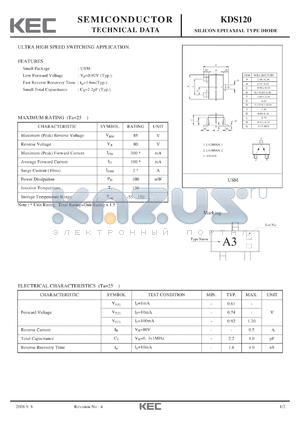 KDS120 datasheet - SILICON EPITAXIAL TYPE DIODE