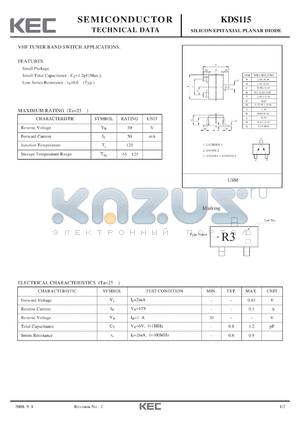 KDS115_08 datasheet - SILICON EPITAXIAL PLANAR DIODE