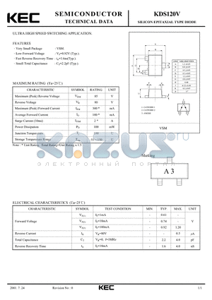 KDS120V datasheet - SILICON EPITAXIAL TYPE DIODE