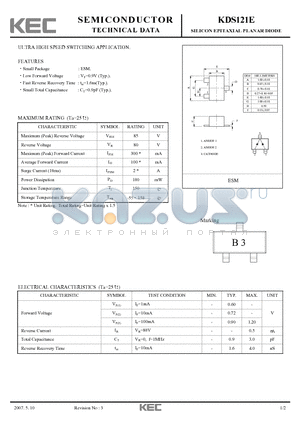 KDS121E datasheet - SILICON EPITAXIAL PLANAR DIODE