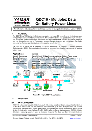 QDC10 datasheet - Multiplex Data On Battery Power Lines